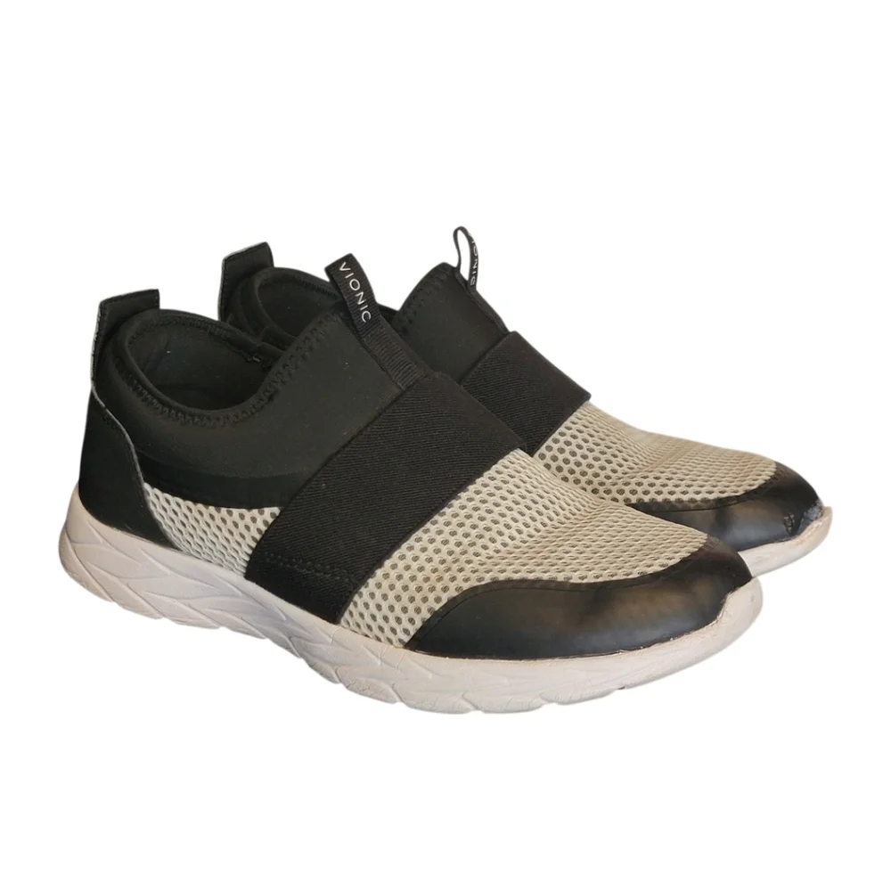 Vionic Camrie Slip-On Mesh Sneakers Shoes‎ Black/White Womens Size 7